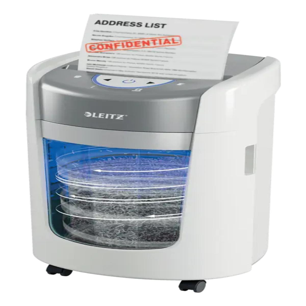 Leitz IQ OptiMax Home Office 225 paper shredder Micro-cut shredding 22.3 cm White, Grey