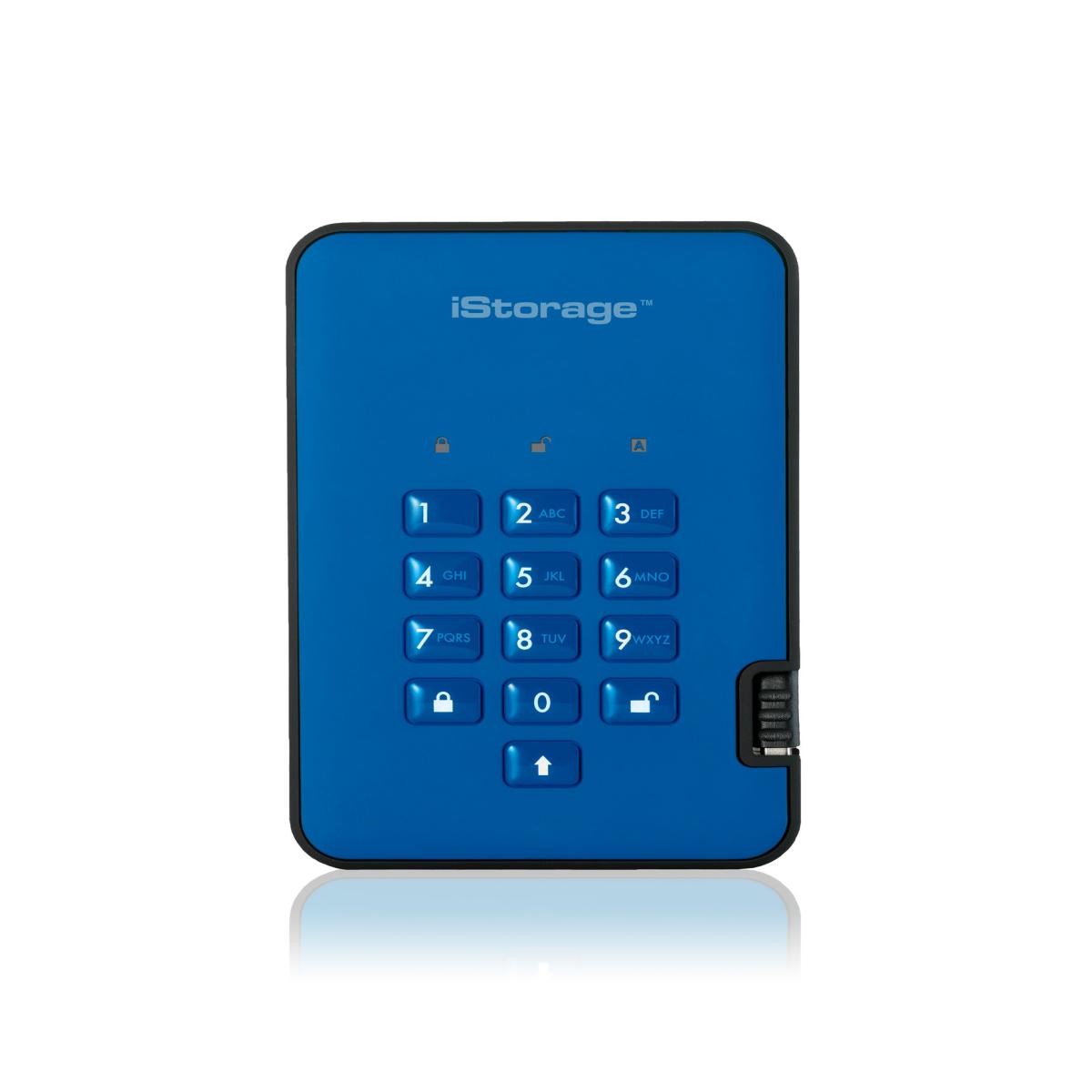 iStorage diskAshur² HDD 2TB Blue | Secure Portable Hard Drive |AES-XTS 256-bit Hardware Encryption | PIN protected | OS & Platform Independent | TAA Compliant|Brute force hack defence | Dust/Water Resistant