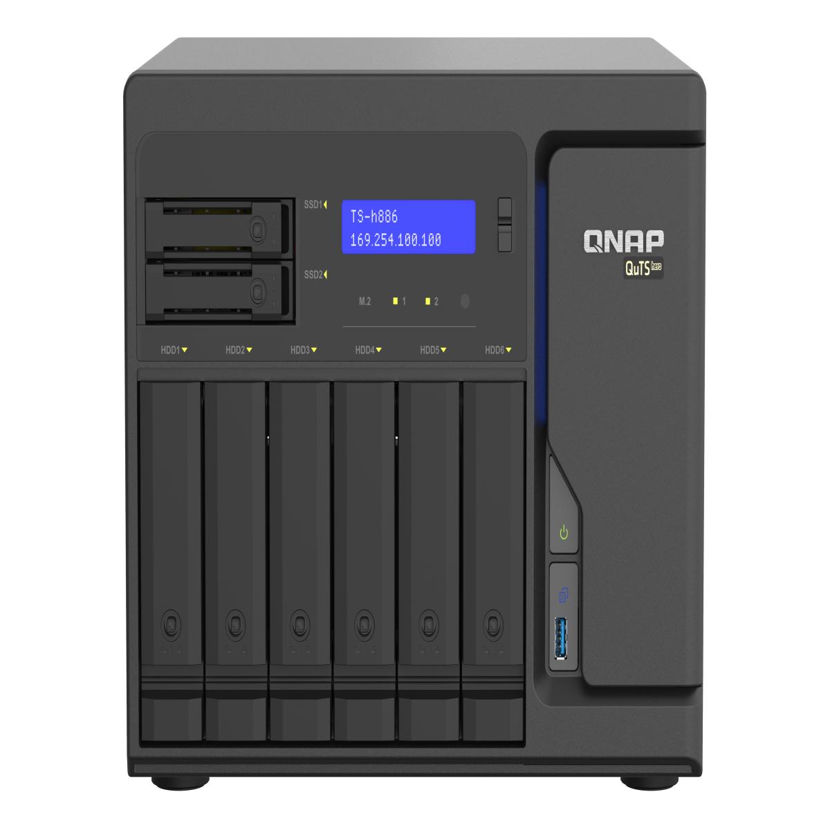 QNAP TS-H886 NAS Tower Intel® Xeon® D D-1622 16 GB DDR4 36 TB HDD QNAP Turbo System Black, Grey