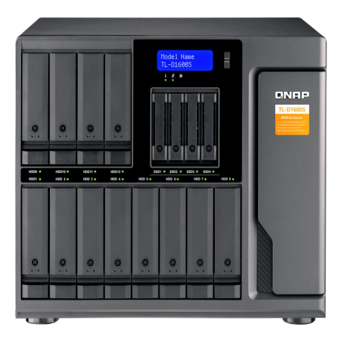 QNAP TL-D1600S HDD/SSD enclosure Black, Grey 2.5/3.5"