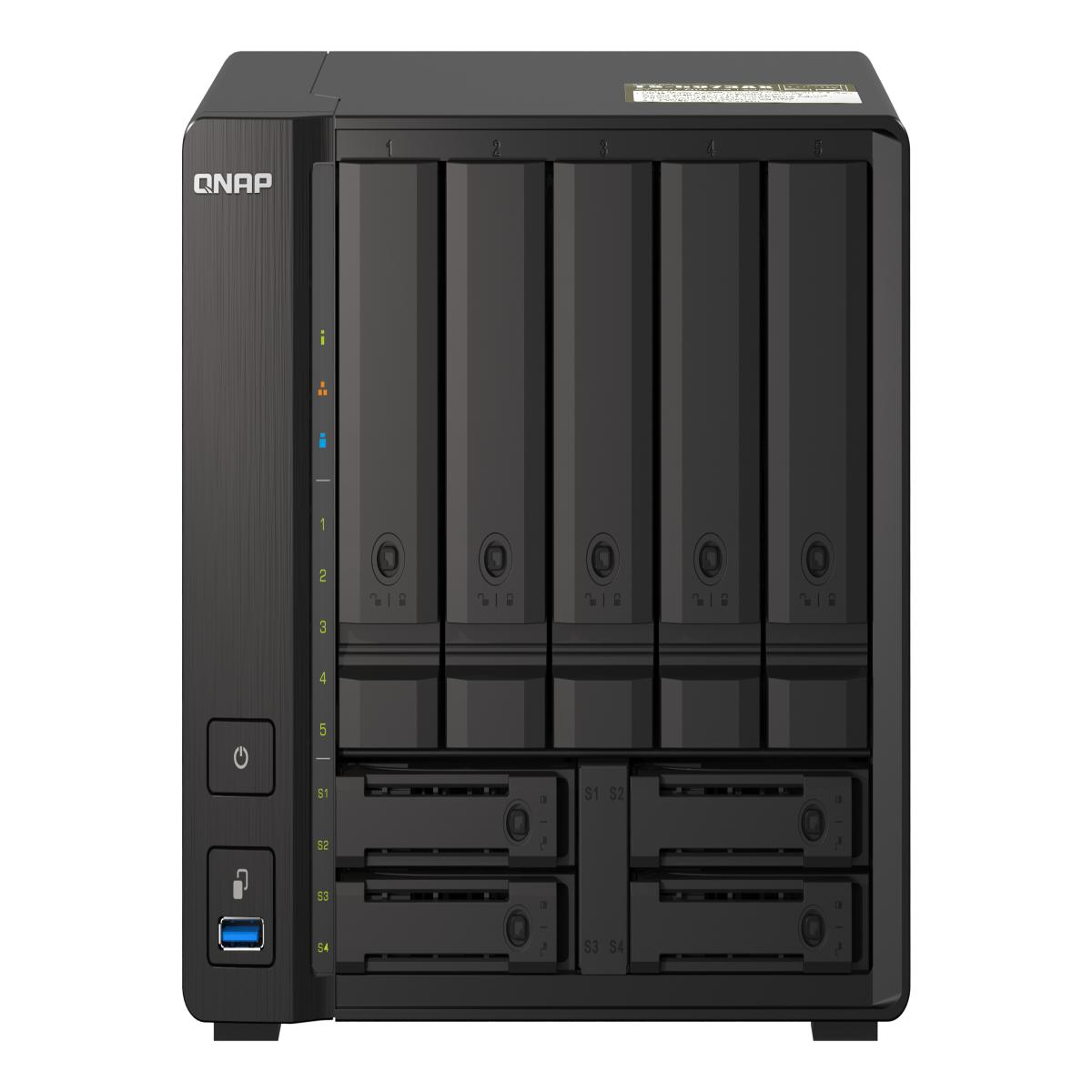QNAP TS-H973AX-8G NAS Tower Ryzen Embedded V1500B 8 GB DDR4 30 TB HDD QuTS hero Black