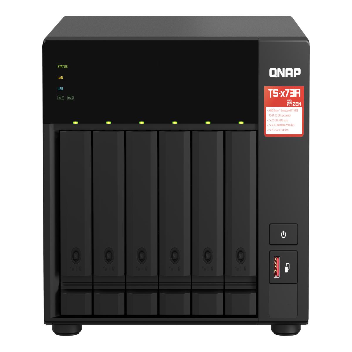 QNAP TS-673A NAS Tower Ryzen Embedded V1500B 8 GB DDR4 48 TB HDD QNAP Turbo System Anthracite