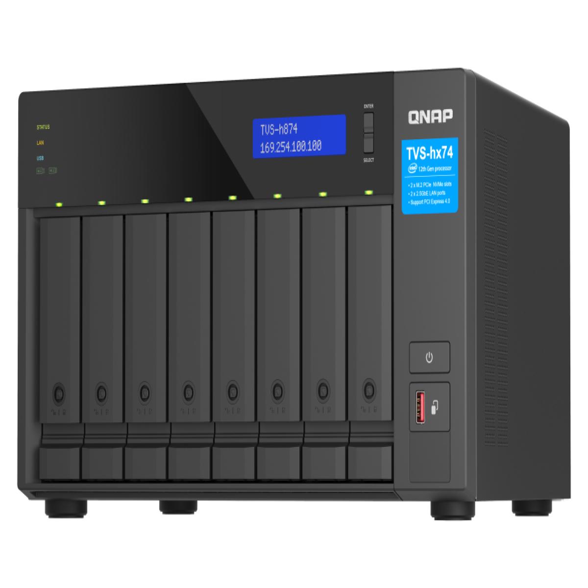 QNAP TVS-h874X NAS Tower Intel® Core™ i9 64 GB DDR4 80 TB HDD QuTS hero Black