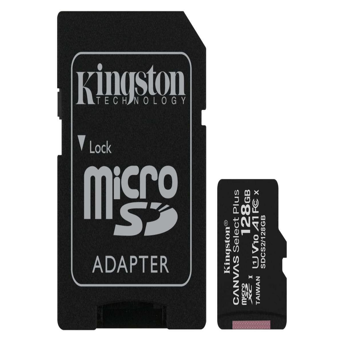 Kingston Technology Canvas Select 128GB micSDXC Plus 100R A1 C10 Card + ADP