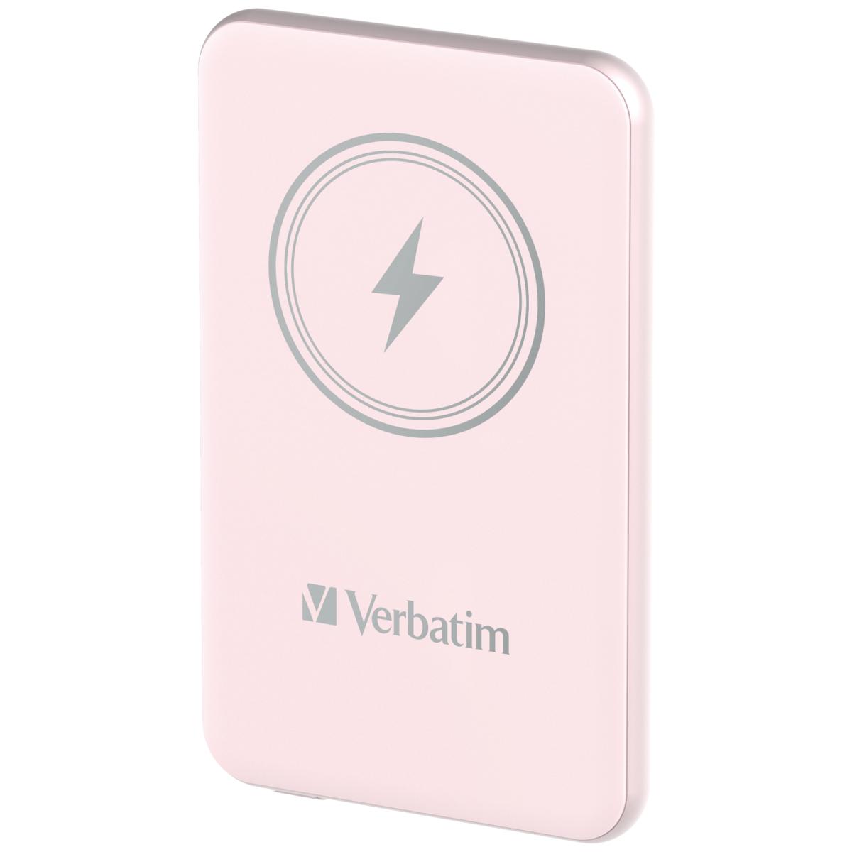 Verbatim Charge 'n' Go Magnetic Wireless Power Bank 5000mAh Pink