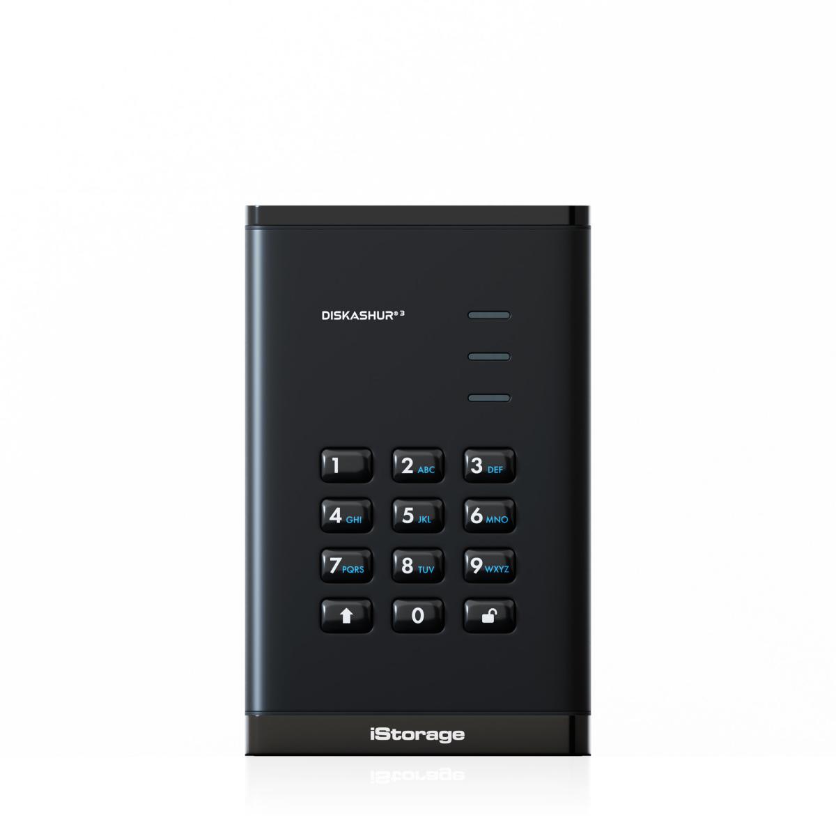 iStorage diskAshur³ 2TB Black | Secure Portable Hard Drive | | FIPS 140-3 Level 3 Complaint |Common Criteria EAL 5+ | PIN protected | AES-XTS 256-bit hardware encryption | GDPR, TAA Compliant | Dust/Water Resistant |