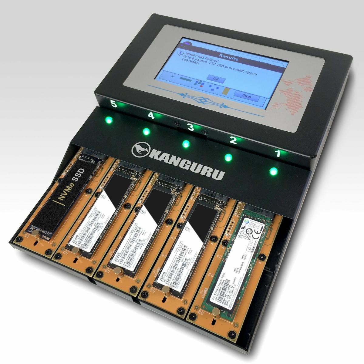 iStorage Kanguru KanguruClone 4 M.2 NVMe SSD Duplicator|Clone up to 4 M.2 NVMe SSDs at once|Copy Speeds of Up to 12GB/min|Powerful Erase and Disk Wipe Features |Standalone System |