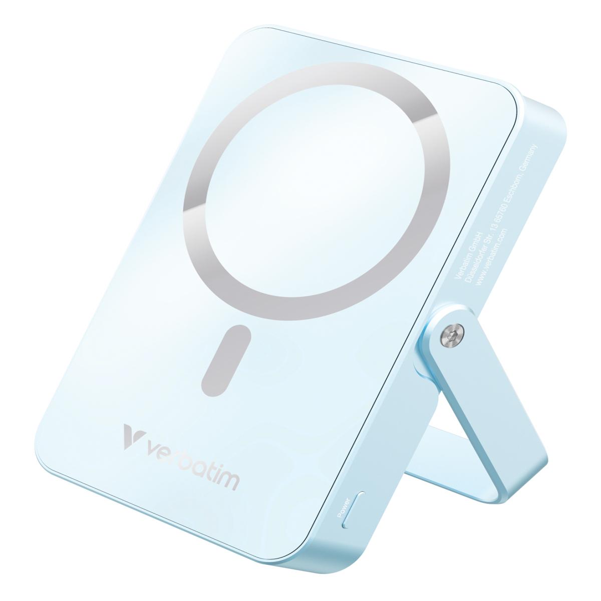Verbatim Charge 'n' Go Magnetic Wireless Power Bank with stand - 10000 mAh Blue