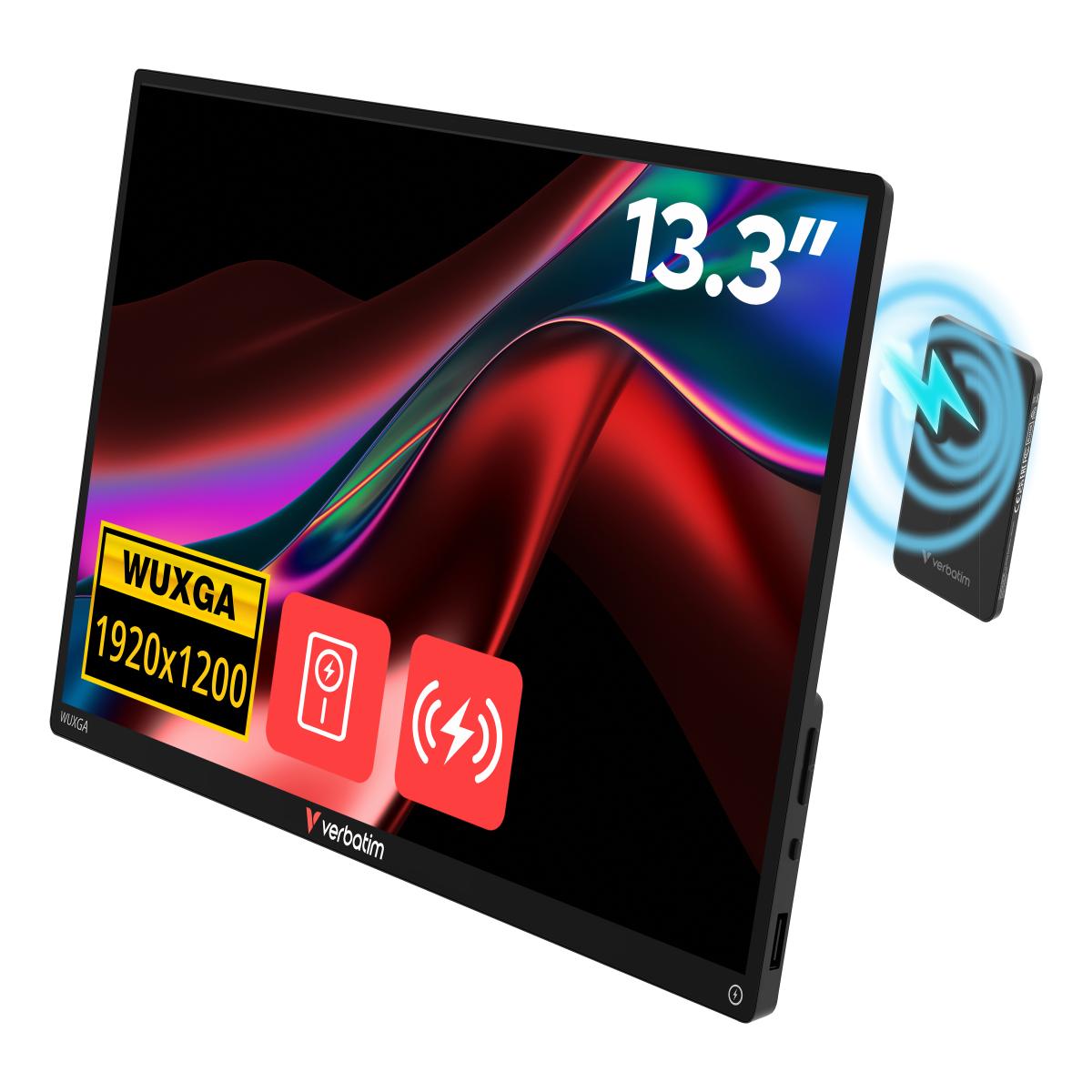 Verbatim Portable Touchscreen Monitor 13.3" WUXGA Resolution & Wireless Power Supply