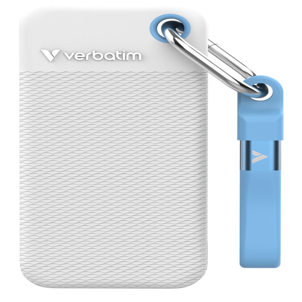 Verbatim Pocket SSD USB 3.2 Gen 2 2TB White/Light Blue incl. two rubber sleeves