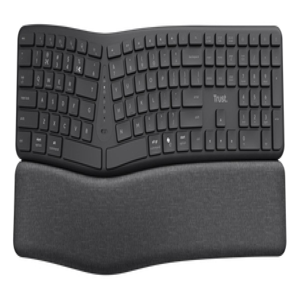 Trust Keyra Ergonomic multidevice wireless keyboard - Black