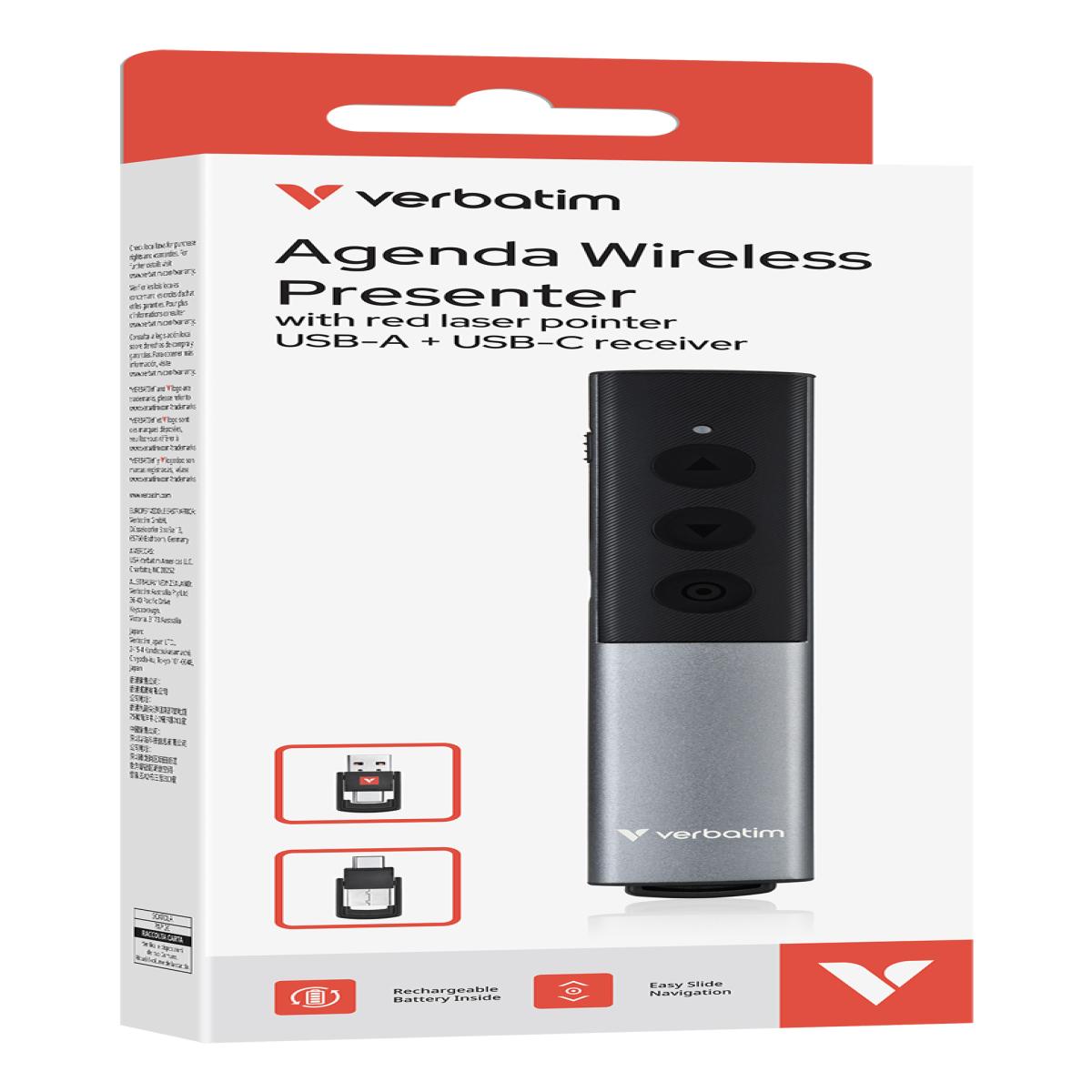 Verbatim Agenda Wireless Presenter with Red Laser Pointer