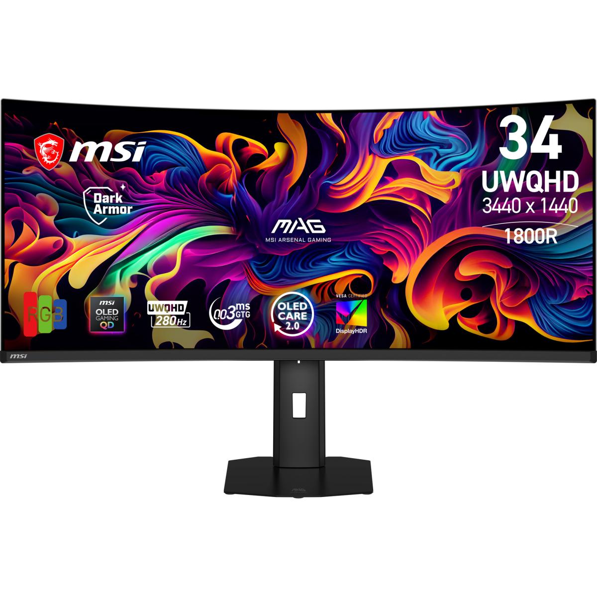 MSI MAG 341CQP QD-OLED X28 computer monitor 86.4 cm (34") 3440 x 1440 pixels UltraWide Quad HD Black