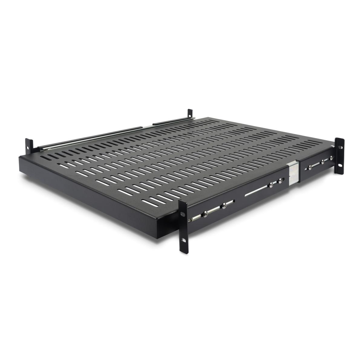 StarTech.com 2U Sliding Server Rack Mount Shelf - 20 to 30in Adjustable Mounting Depth - Vented - 50lb - Heavy Duty Universal 19” Rack Shelf for Equipment Rack - 24in Deep
