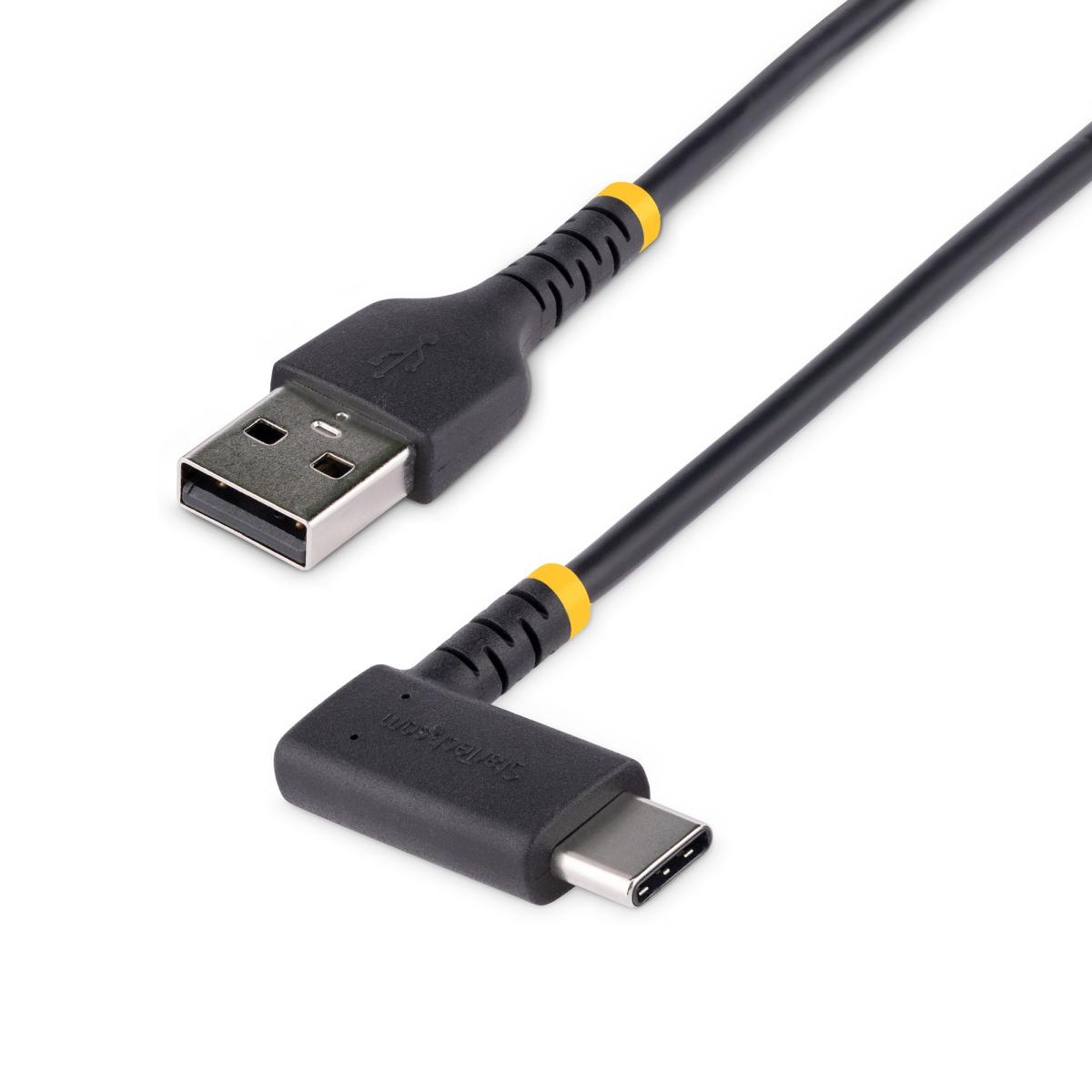 StarTech.com 6in (15cm) USB-A to USB-C Fast Charging Cable, Rugged, Right-Angled, Charge & Sync, 3A, USB 2.0, TPE Jacket and Aramid Fiber - USB Charging Cord