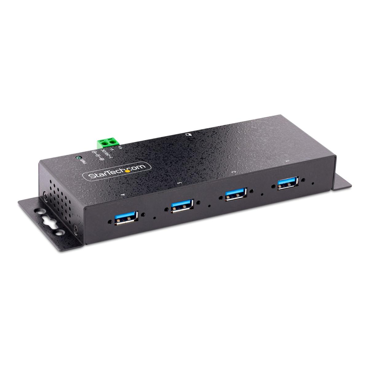 StarTech.com 4-Port Industrial USB 3.0 5Gbps Hub, Rugged USB Hub with ESD Protection, DIN/Wall/Desk Mountable USB-A Hub, USB Expander w/Locking Ports, Heavy Duty - TAA