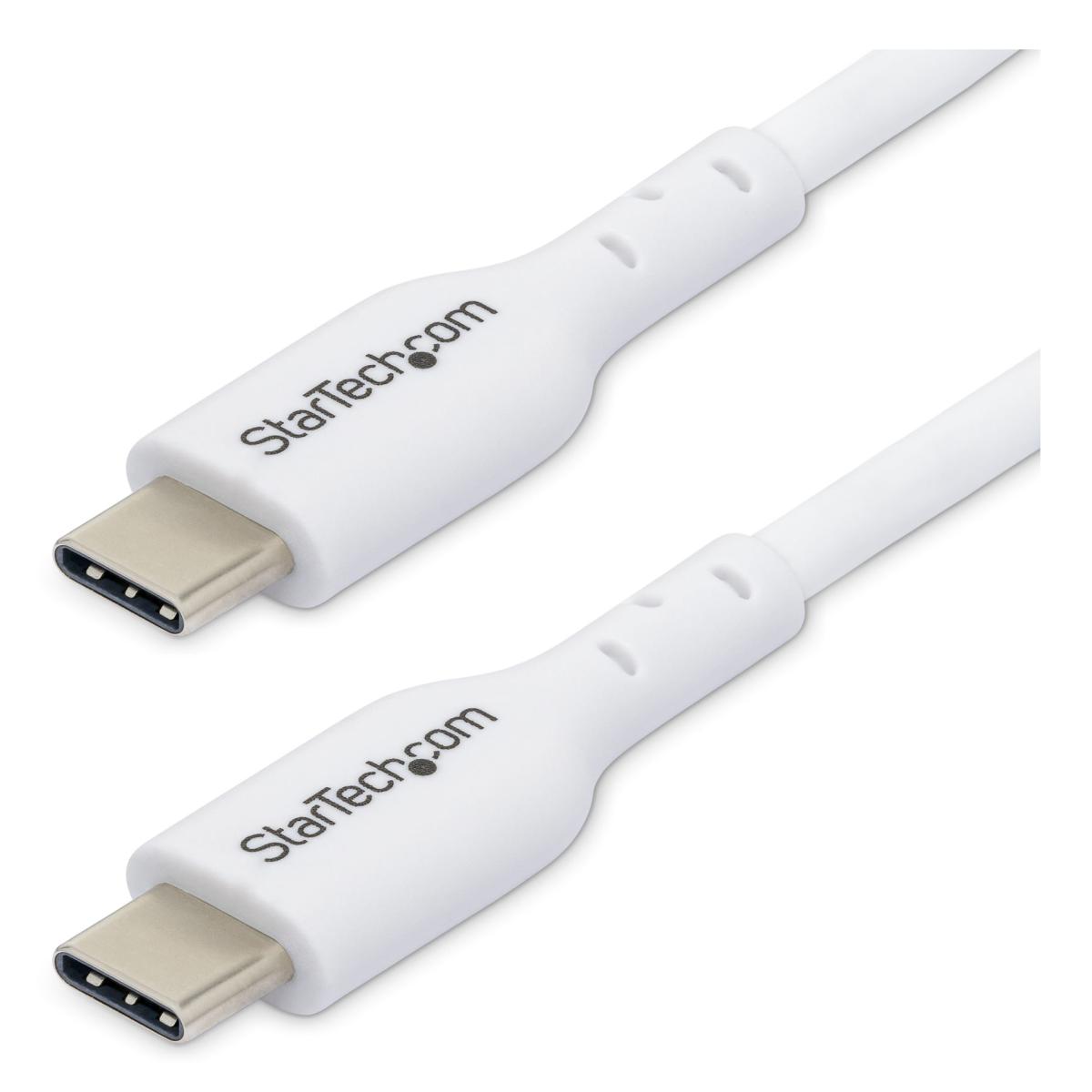 StarTech.com 2m (6.6ft) White USB-C Charging Cable, USB C Cable, USB 2.0 Type-C Laptop Charger Cord, 60W 3A Power Delivery, TPE Jacket, USB-C Data Transfer Cable, M/M