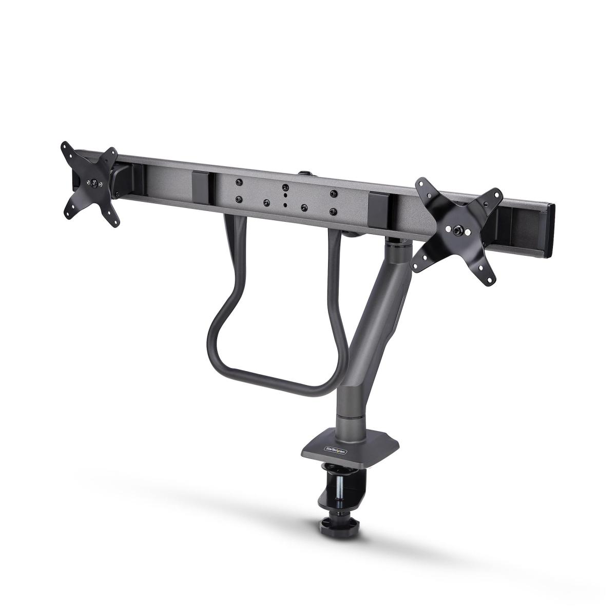 StarTech.com Desk Mount Dual Monitor Arm with Crossbar, Up To 27" Displays, VESA 75x75/100x100, Max 33lb/15kg, C-Clamp, Fully Articulating, Mechanical Spring, TAA