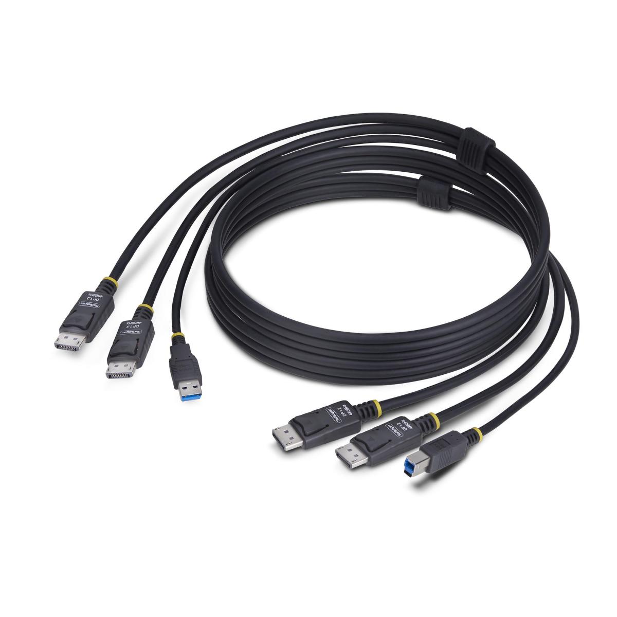 StarTech.com 6ft (1.8m) Dual-DisplayPort and USB 5Gbps KVM Cable, 4K 60Hz, Universally Compatible DP 1.2/USB 3.0 Combo Cable for Dual-Monitor KVM Switches