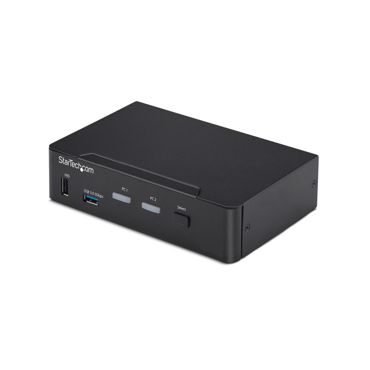 StarTech.com 2-Port DisplayPort KVM Switch, 4K 60Hz, DP 1.2, EDID Management, 2-Port USB 3.0 Hub, 4x USB HID Ports, TAA Compliant