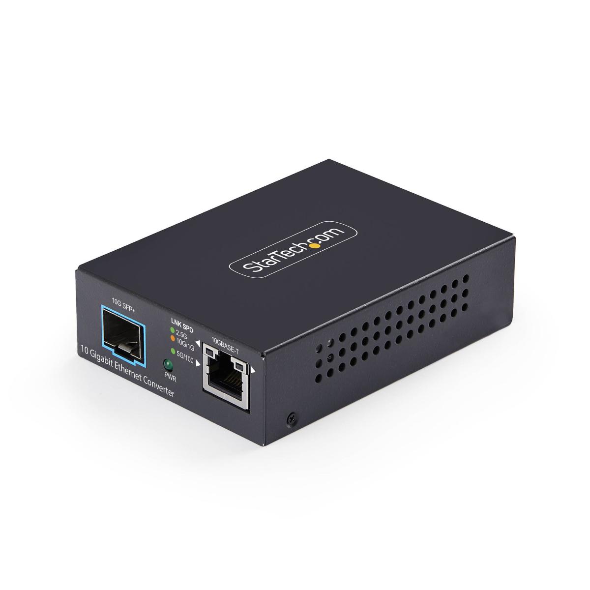 StarTech.com 10GbE Multi-Gigabit Open SFP+ Fiber Media Converter, 10G/5G/2.5G/1G/100M, Copper to 10GBASE-X SFP+, Single-Mode, Multi-Mode, 16K Jumbo Frames, TAA