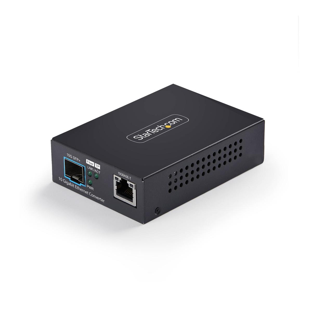 StarTech.com 10GbE SFP+ Fiber Media Converter, 10 Gigabit Ethernet RJ-45 to 10GBASE-X SFP+, Single-Mode, Multi-Mode, 16K Jumbo Frames, TAA Compliant