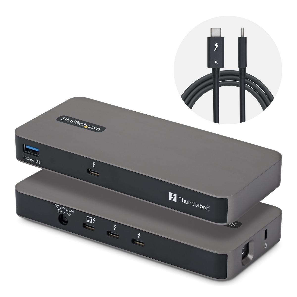 StarTech.com 4-Port Thunderbolt 5 Hub with Thunderbolt Share KVM, 80/120Gbps, 8K Multi-Display, 140W PD, USB-A 10Gbps, TB4 & USB4, MacBook M4 Pro M4 Max M5