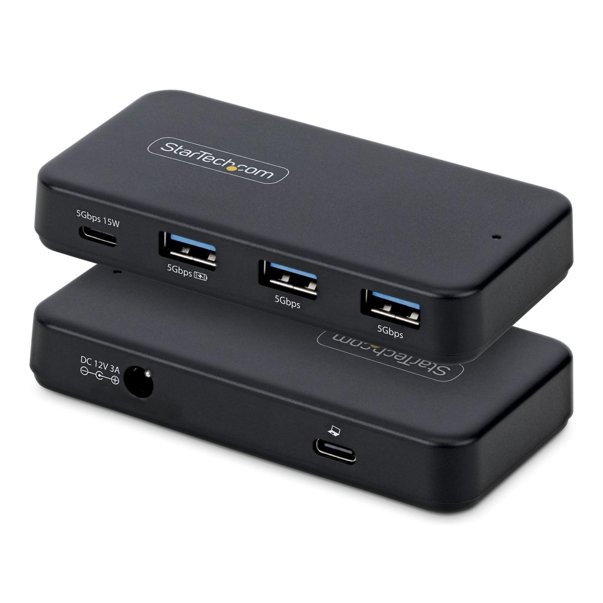 StarTech.com 4-Port USB-C and USB-A Hub, 5Gbps, Self-Powered, 2-in-1 USB-C and USB-A Host Cable, 1x USB-C and 3x USB-A (1x BC 1.2), 36W Power Adapter Included