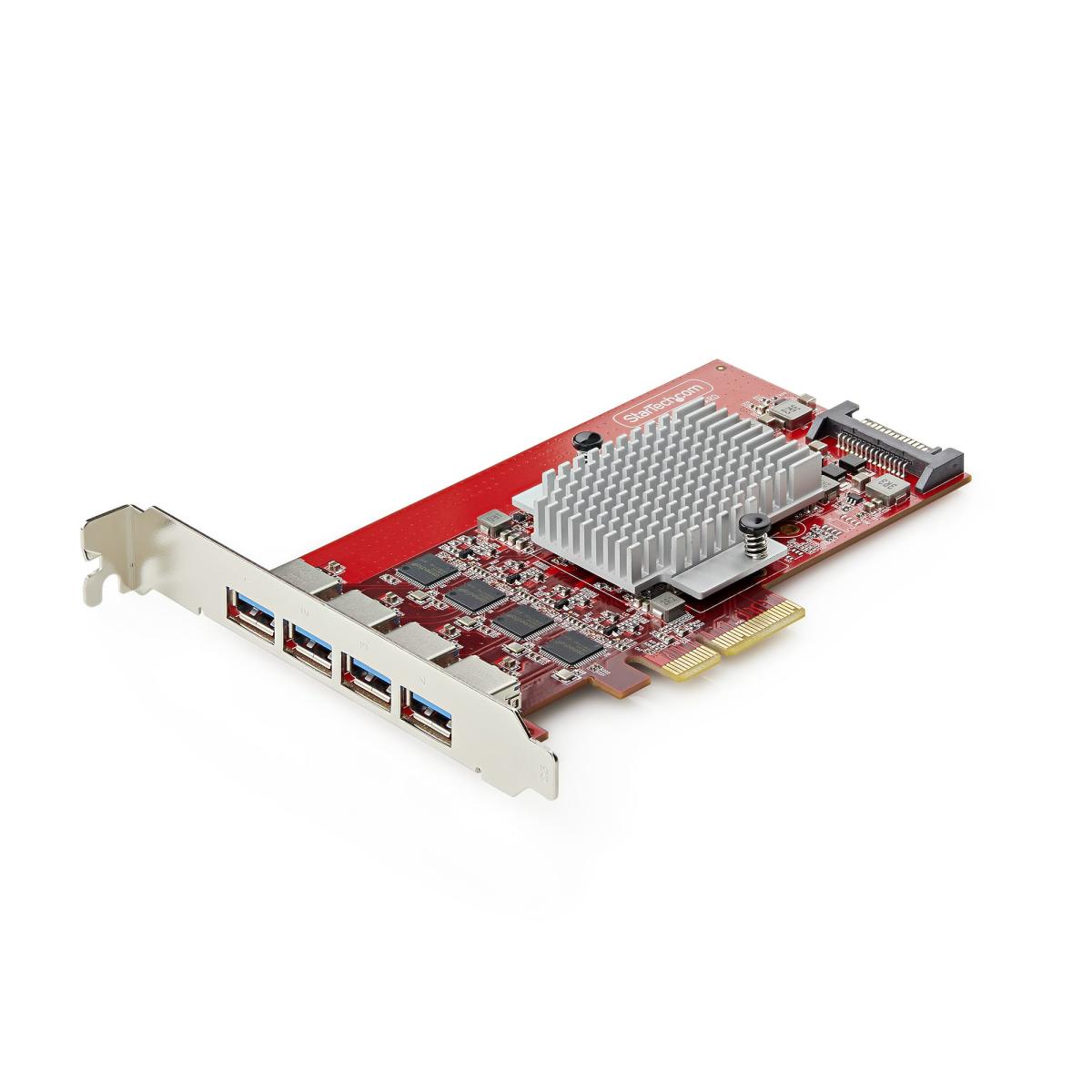 StarTech.com 4-Port USB-A PCIe Card, USB 3.2 10Gbps, PCI Express 3.0 Expansion Card, 4x Independent USB Controllers, Windows/Linux/macOS, TAA-Compliant