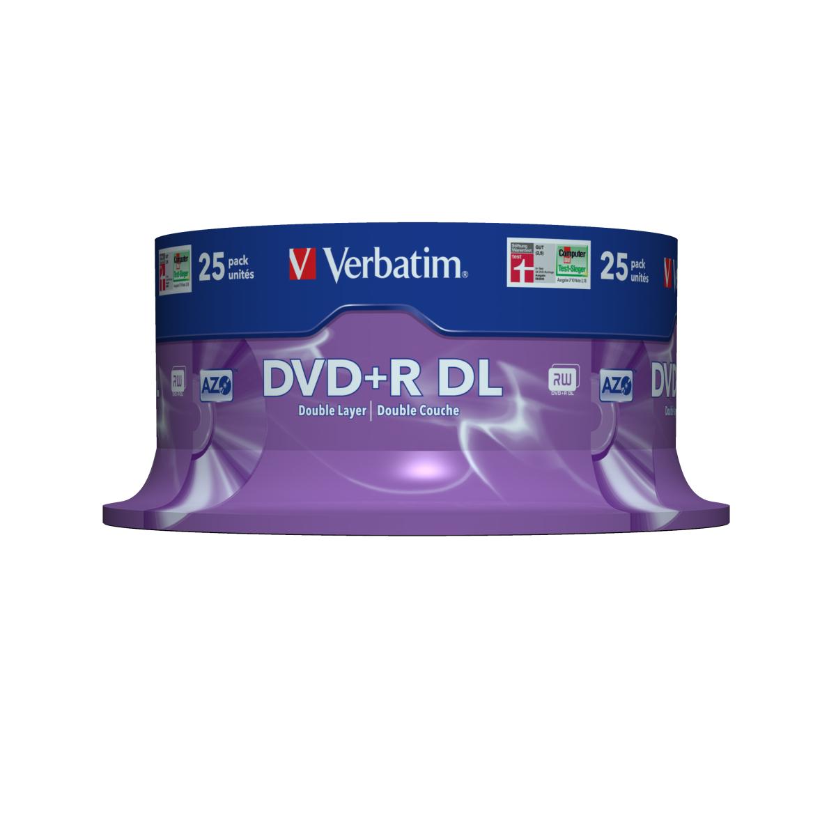 Verbatim DVD+R Double Layer 8x Matt Silver 25pk Spindle 8.5 GB DVD+R DL 25 pc(s)