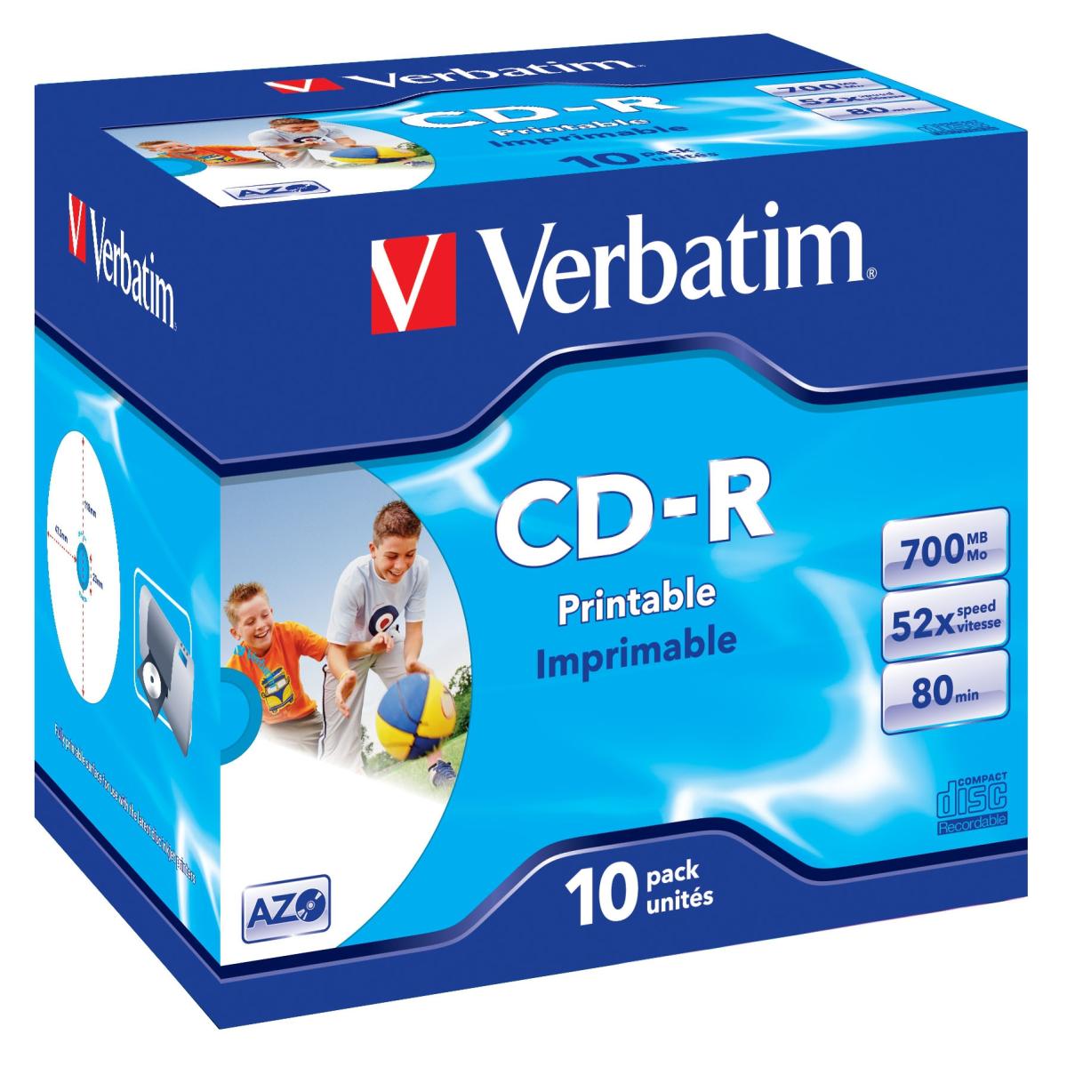 Verbatim CD-R AZO Wide Inkjet Printable 700 MB 52x 10 pc(s)