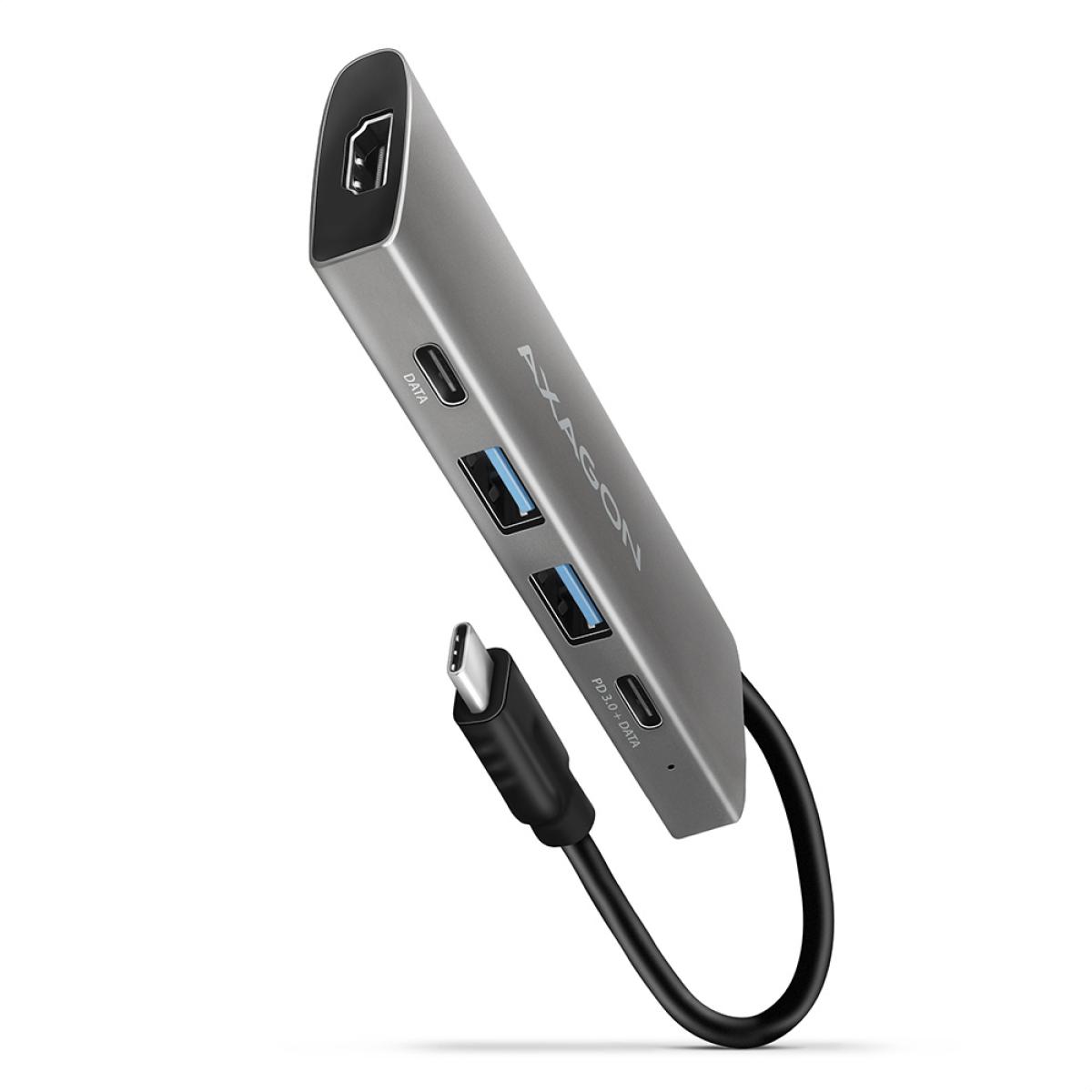 Axagon HMC-5G2 USB 10Gbps hub, 2x USB-A, 2x USB-C, HDMI 4k/60Hz, PD 100W, USB-C cable
