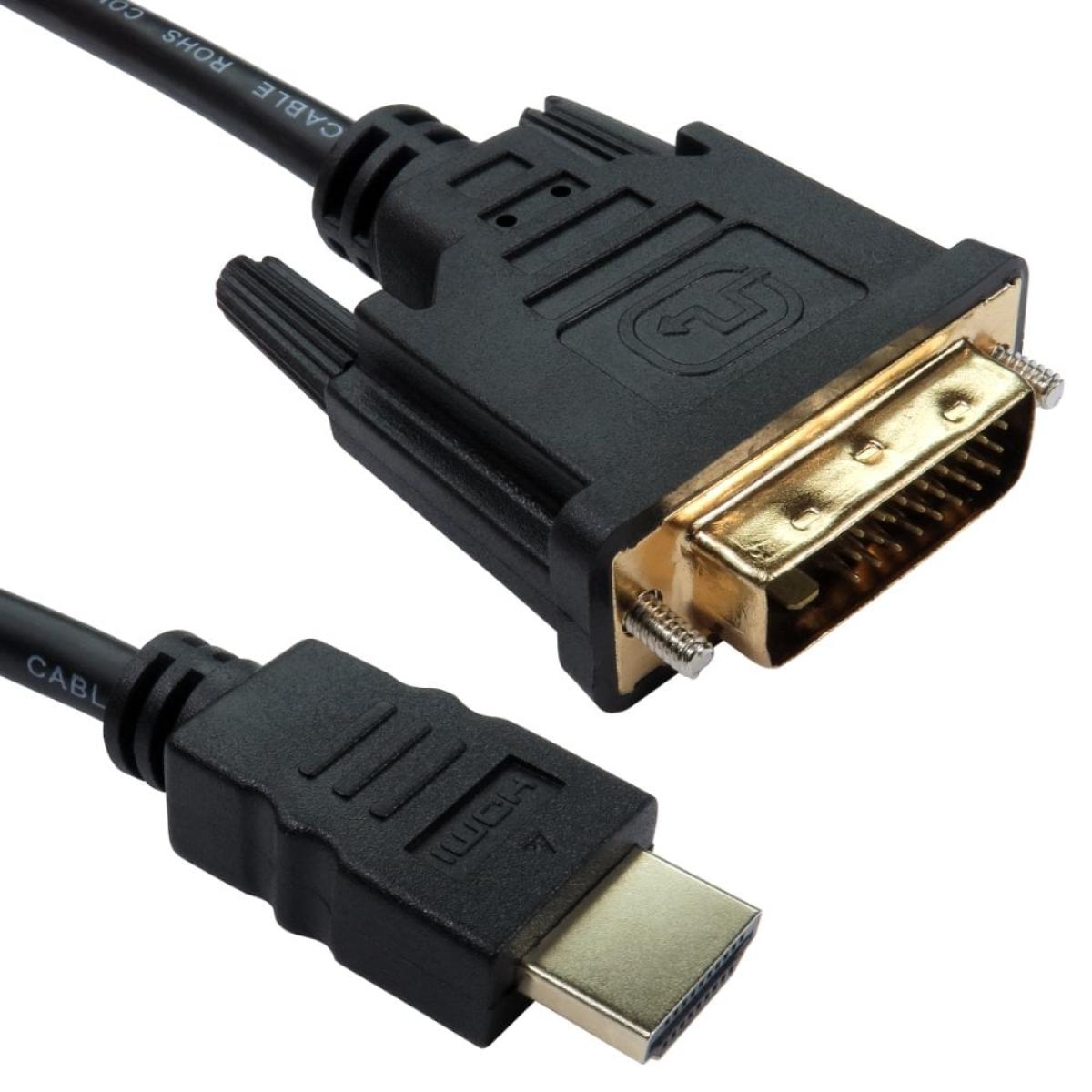 CDL 5MTR BLACK HDMI M - DVI-D CABLE GOLD