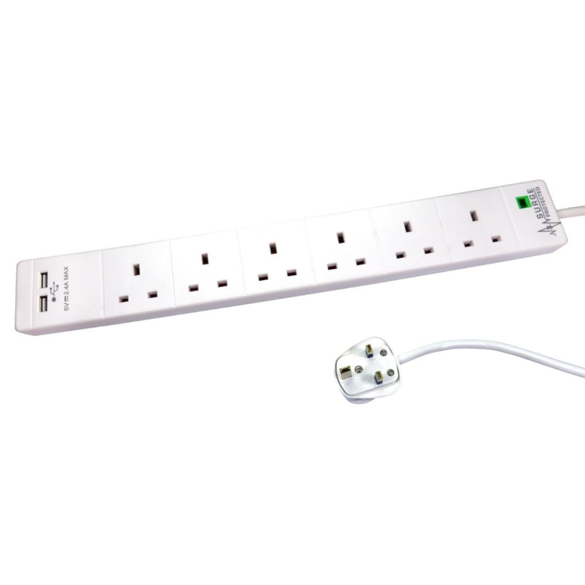 CDL EXTENSION LEAD 6G SURGE 2 USB WHT 3M