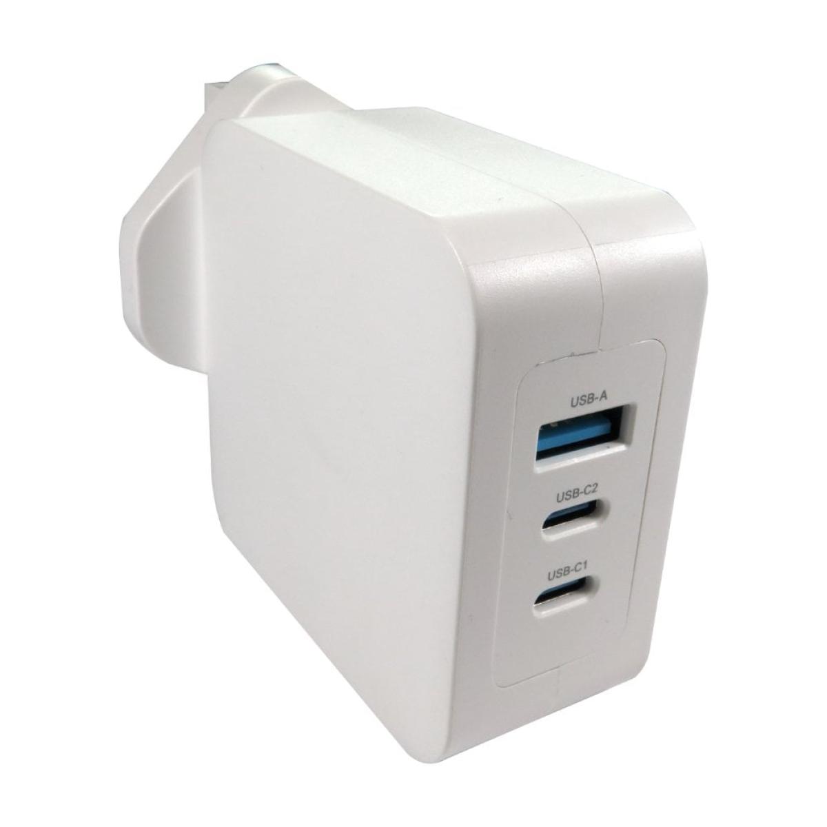 CDL 100W UK Plug 2xUSB-C 1xUSB-A Wht