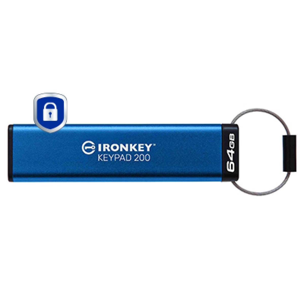 Kingston Technology IronKey 64GB Keypad 200, FIPS 140-3 Lvl 3 AES-256 Hardware Encrypted