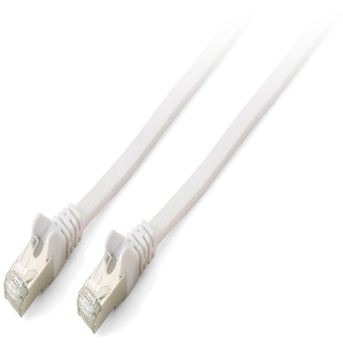 Equip Cat.6A S/FTP Flat Patch Cable, 0.5m, white