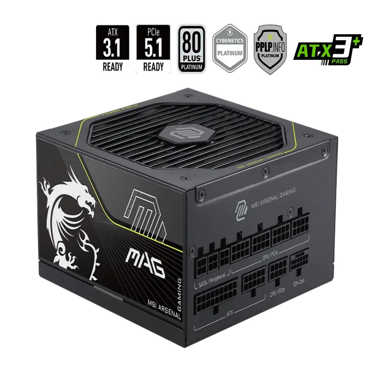 MSI MAG A1200PLS PCIE5 power supply unit 1200 W 20+4 pin ATX ATX Black