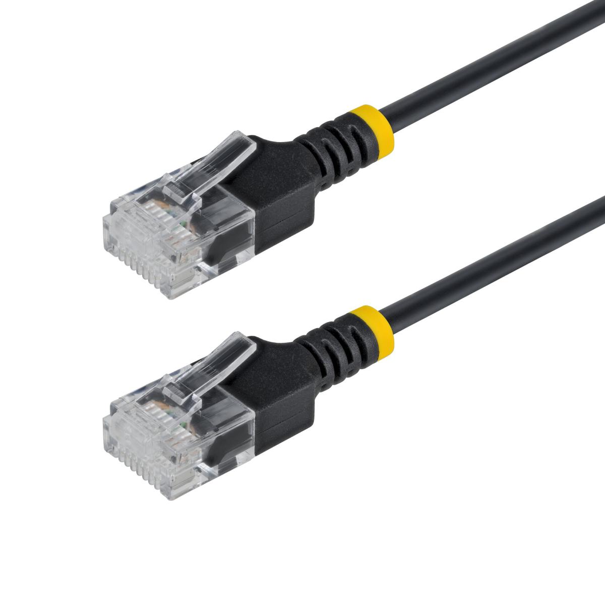StarTech.com 15cm Black Ultra Slim Cat6A Ethernet Cable, UTP, Pure Bare Copper Wire, 34AWG Slim RJ45 Network Patch Cord, Individually Tested