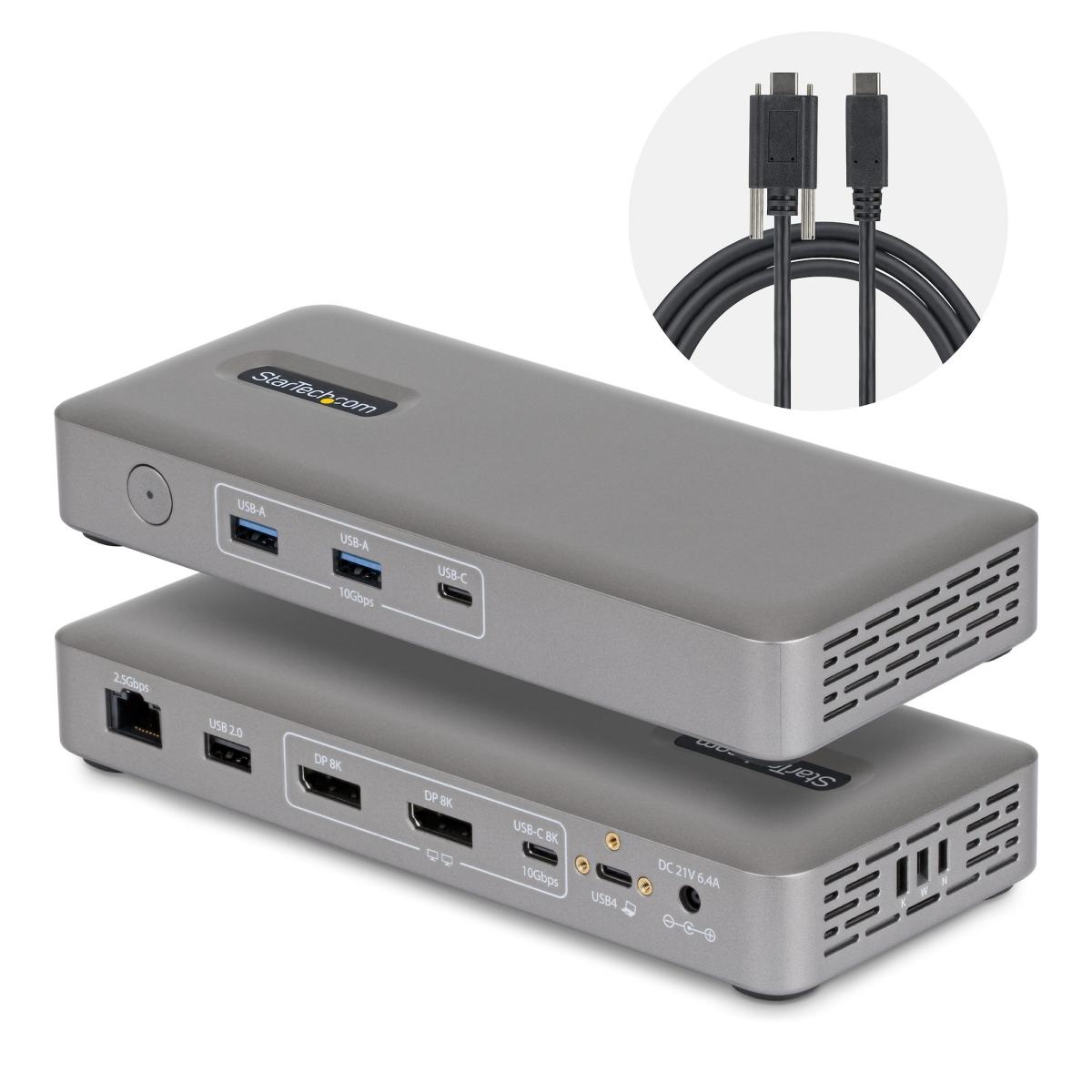 StarTech.com USB4 Docking Station, Driverless Dual 4K 144Hz for Mac and Windows, Universal USB-C Dock with DisplayPort, 100W PD and 2.5GbE