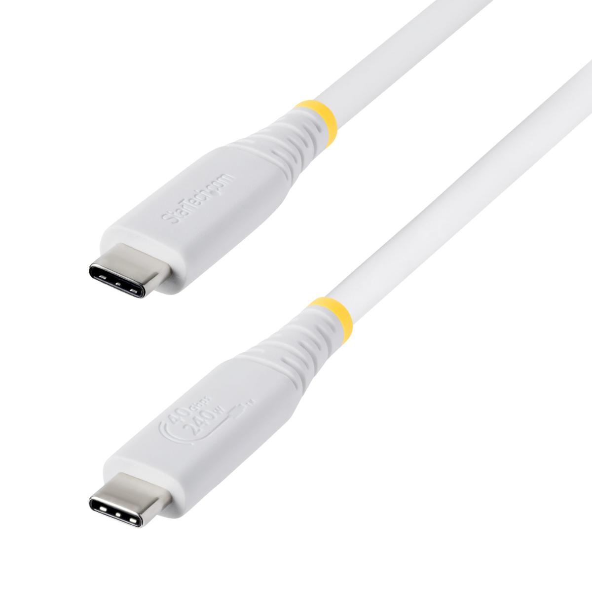 StarTech.com 1m (3ft) USB4 Cable, 40Gbps, USB-IF Certified USB-C Cable, 240W PD, 8K 60Hz/4K 240Hz DP2.1 DP40, TPE Jacket, Thunderbolt 4 Compatible - White USB-C Cord