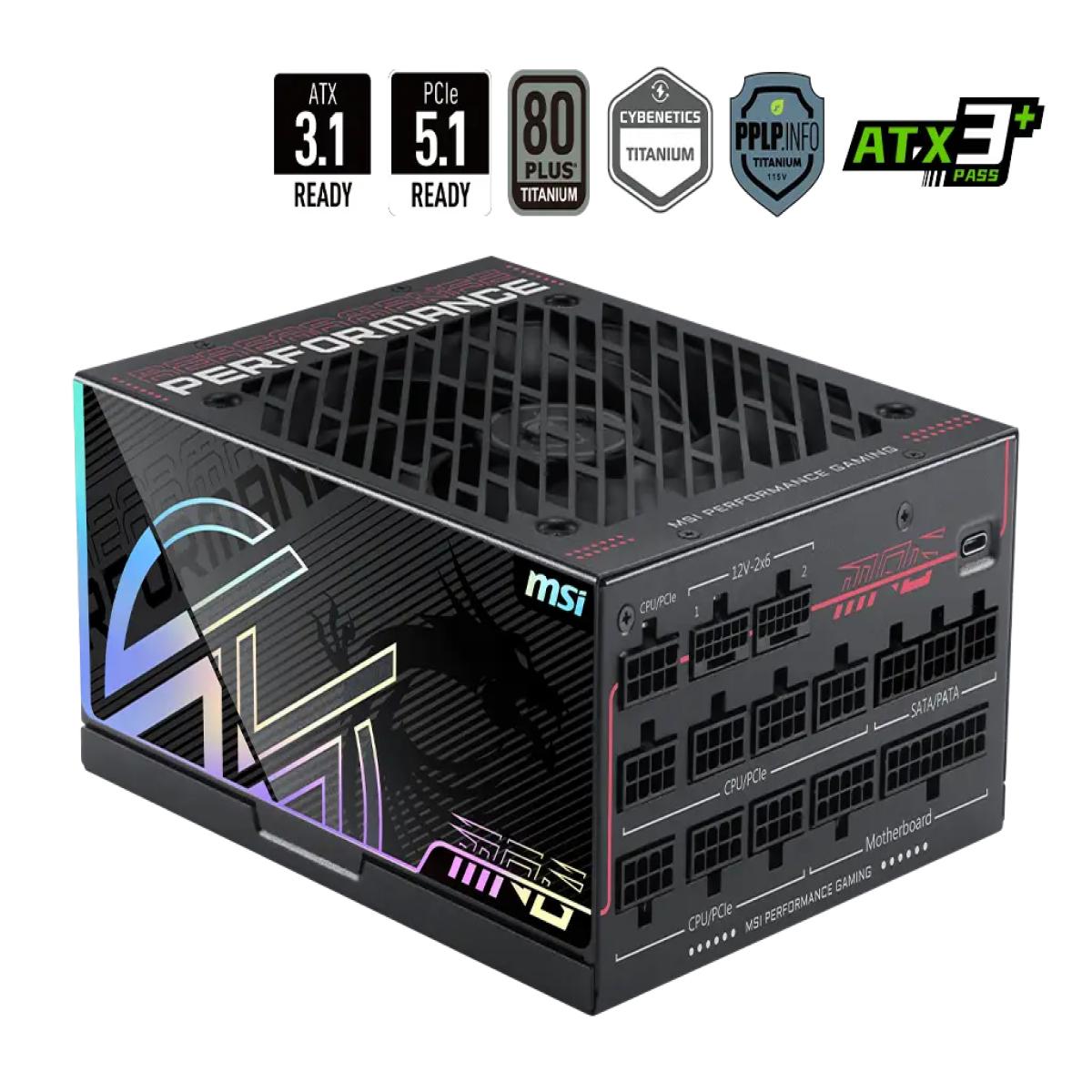MSI MPG Ai1300TS PCIE5 power supply unit 1300 W 24-pin ATX ATX Black