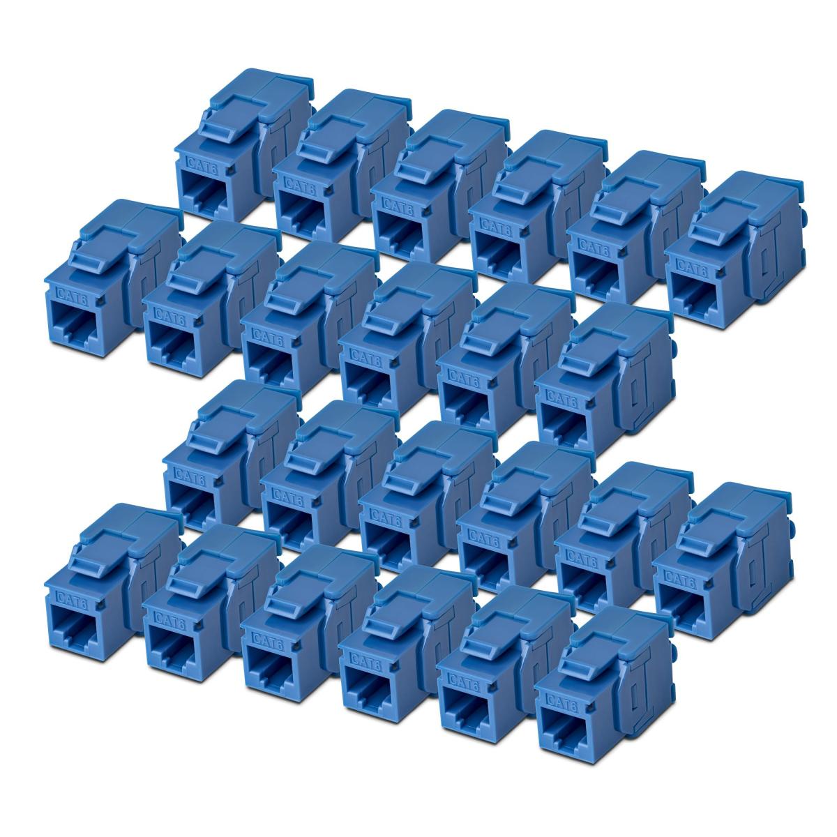 StarTech.com Cat6 Keystone Jack, 24-Pack RJ45 Ethernet Keystone Jacks, UTP Cat6 Wall Jack, 180-Degree Toolless, Blue