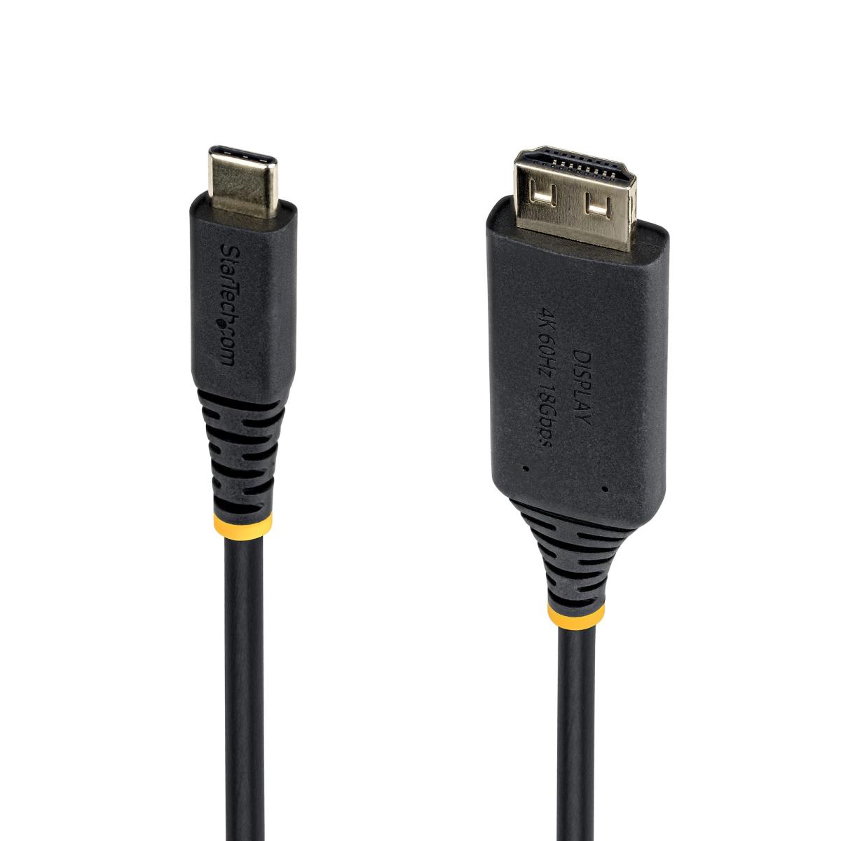 StarTech.com 1m USB-C to HDMI Adapter Cable, Gripping HDMI Connector, 4K 60Hz, Thunderbolt Compatible, HDR, Uni-Directional Cord for MacBook, Dell, HP, Lenovo