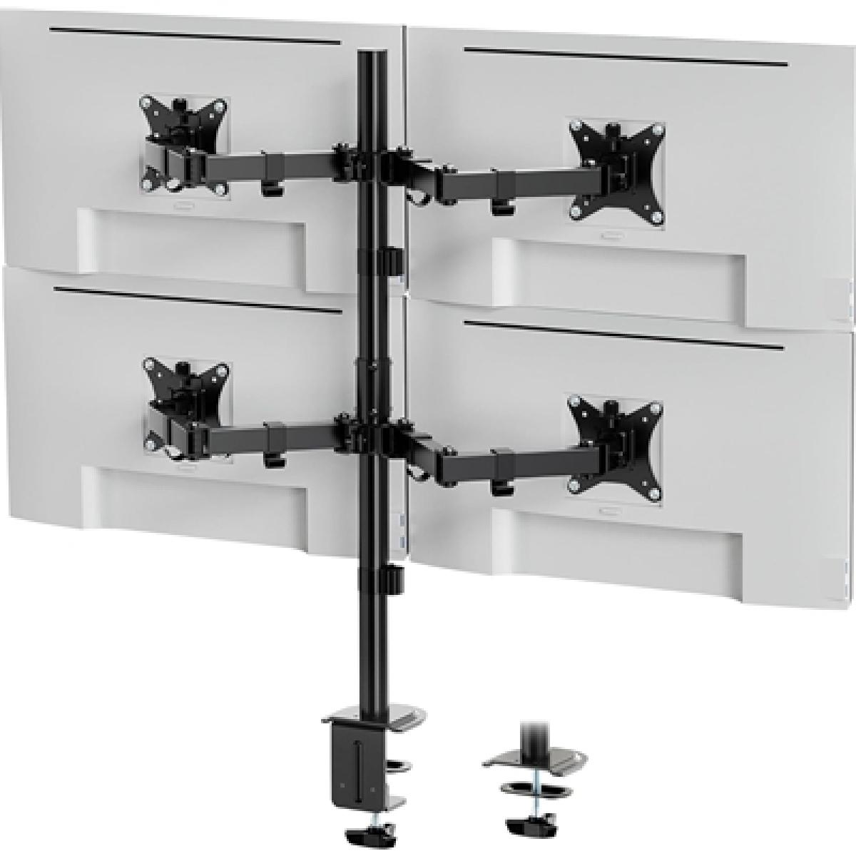 VonHaus Quad Monitor Stand for 13-32" Screens, Four Screen Monitor Desk Mount, Height Adjustable, Easy Assemble Stand with Full Tilt, Rotation & Swivel Arms, VESA 75x75 & 100x100mm