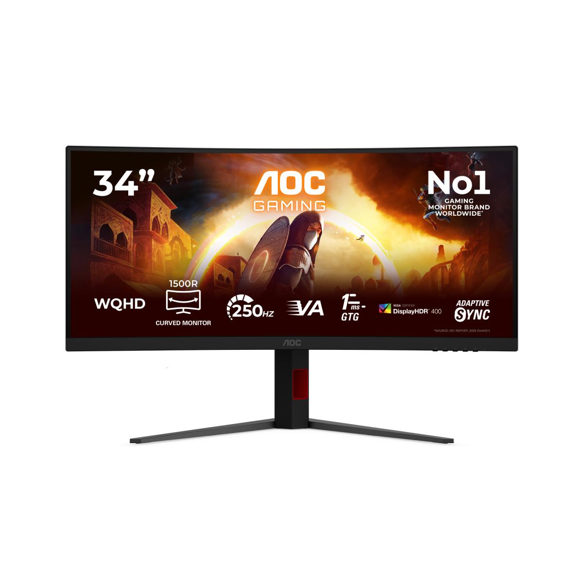 AOC G4 CU34G4ZCA computer monitor 86.4 cm (34") 3440 x 1440 pixels Wide Quad HD Black, Red