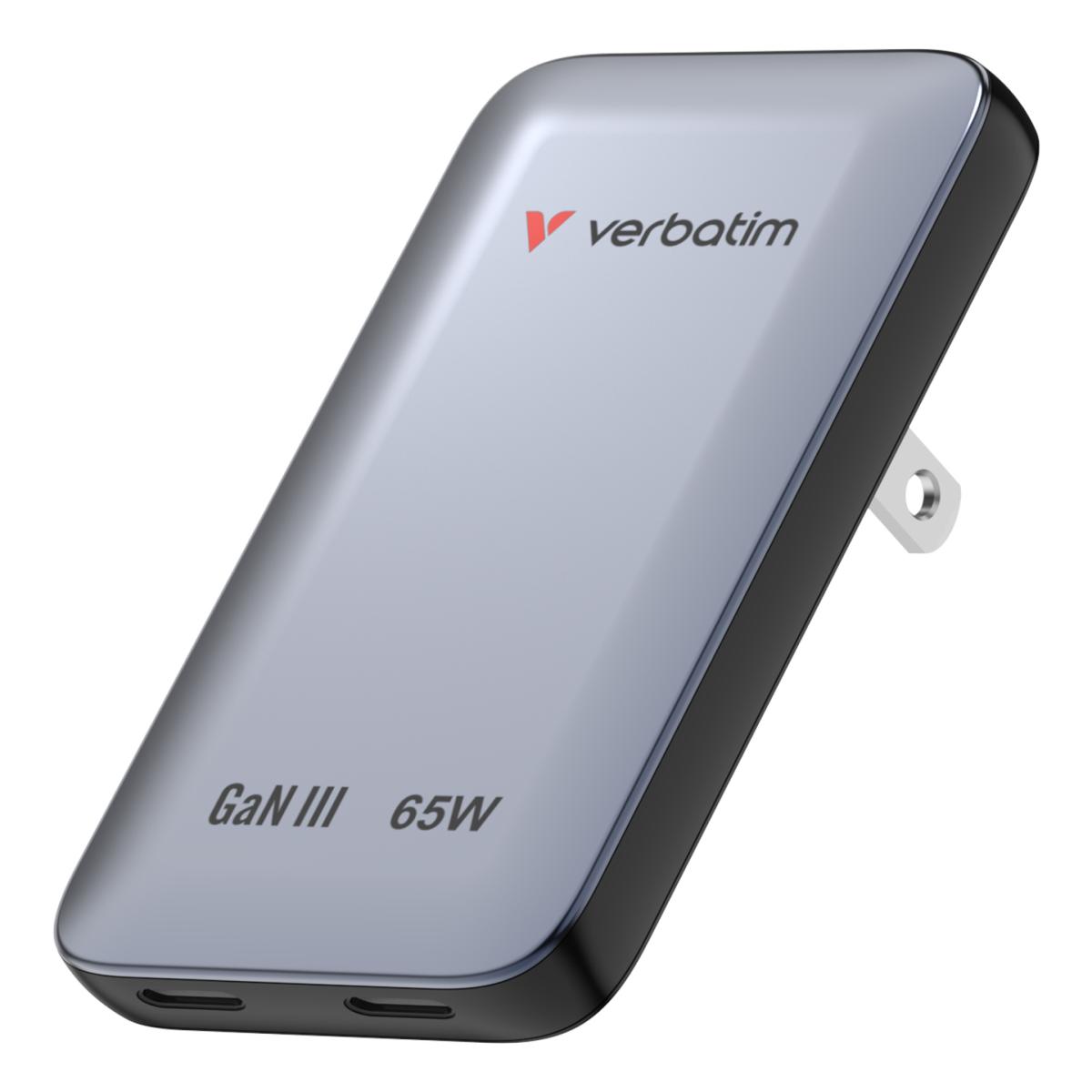 Verbatim Essentials Slim GaN Wall Charger 65W US/EU/UK - Grey