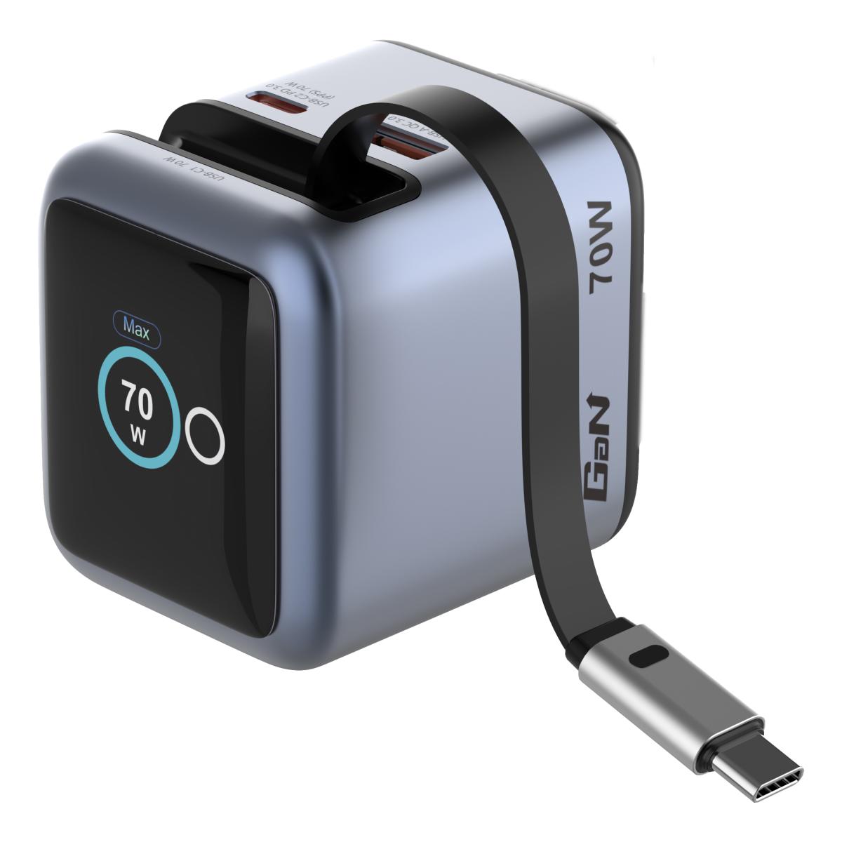 Verbatim Mini GaN Charger 70W with Display and USB-C cable