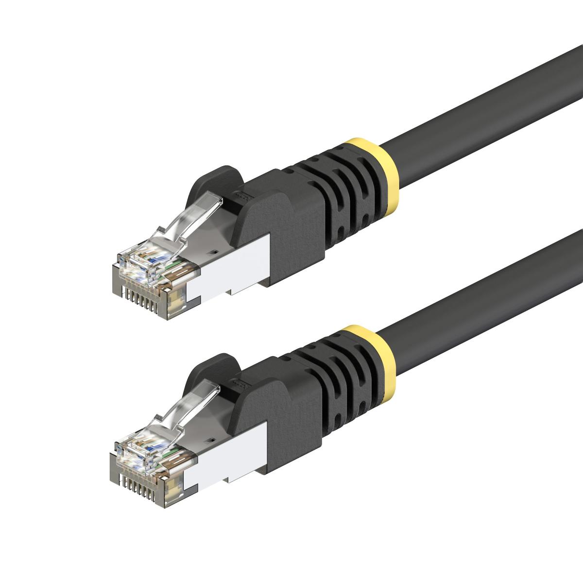 StarTech.com 2m Black Cat6A Outdoor Ethernet Cable, Snagless RJ45, S/FTP, 23AWG Pure Bare Copper, 500MHz, Shielded Outdoor Rated Patch Cord, UV Resistant