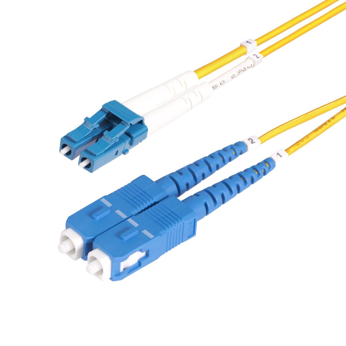 StarTech.com 8m (26ft) LC to SC (UPC) OS2 Single Mode Duplex Fiber Optic Cable, 9/125µm, 100G, Bend Insensitive, Low Insertion Loss - LSZH Fiber Jumper Cord